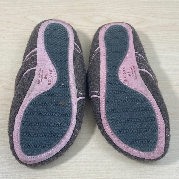 Acorn Brown and Pink Women's Wool Mary Jane Mule Slippers - Picture 7 of 8